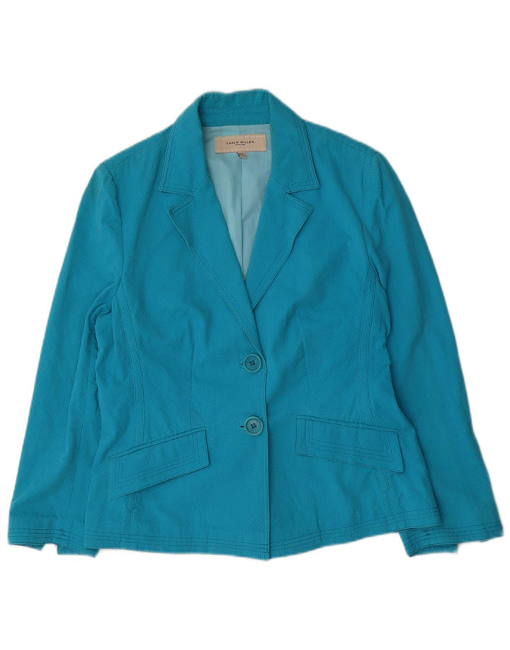 Karen Millen Veste blazer à 2 boutons pour femme UK 14 en coton bleu moyen