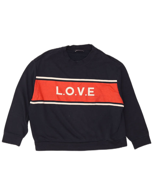 Marks & Spencer Sweat-shirt graphique pour femme UK 14 Bleu marine moyen