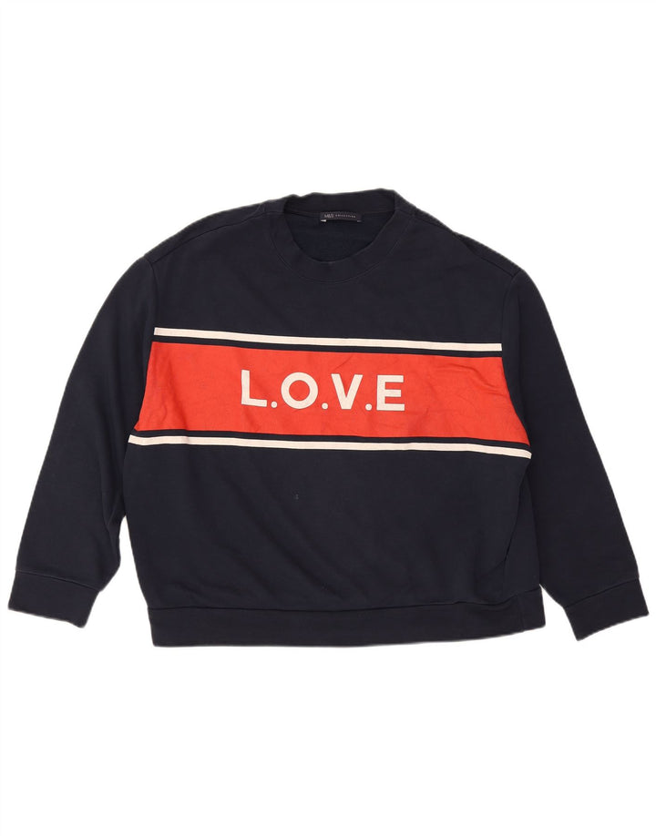 Marks & Spencer Sweat-shirt graphique pour femme UK 14 Bleu marine moyen