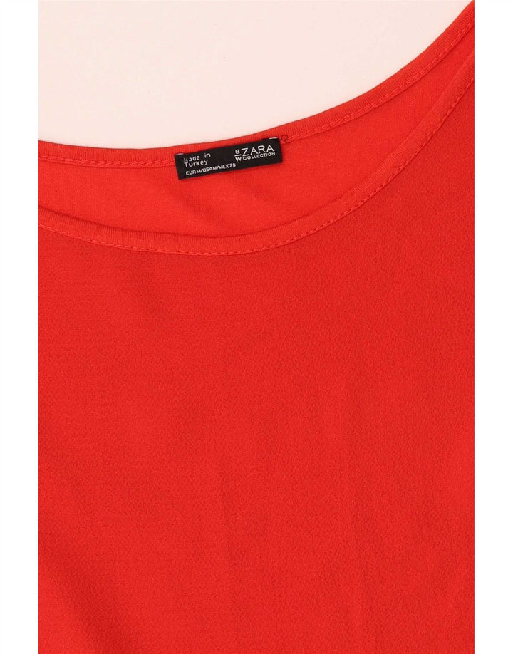 Zara Femme Chemisier Top UK 12 Rouge Moyen