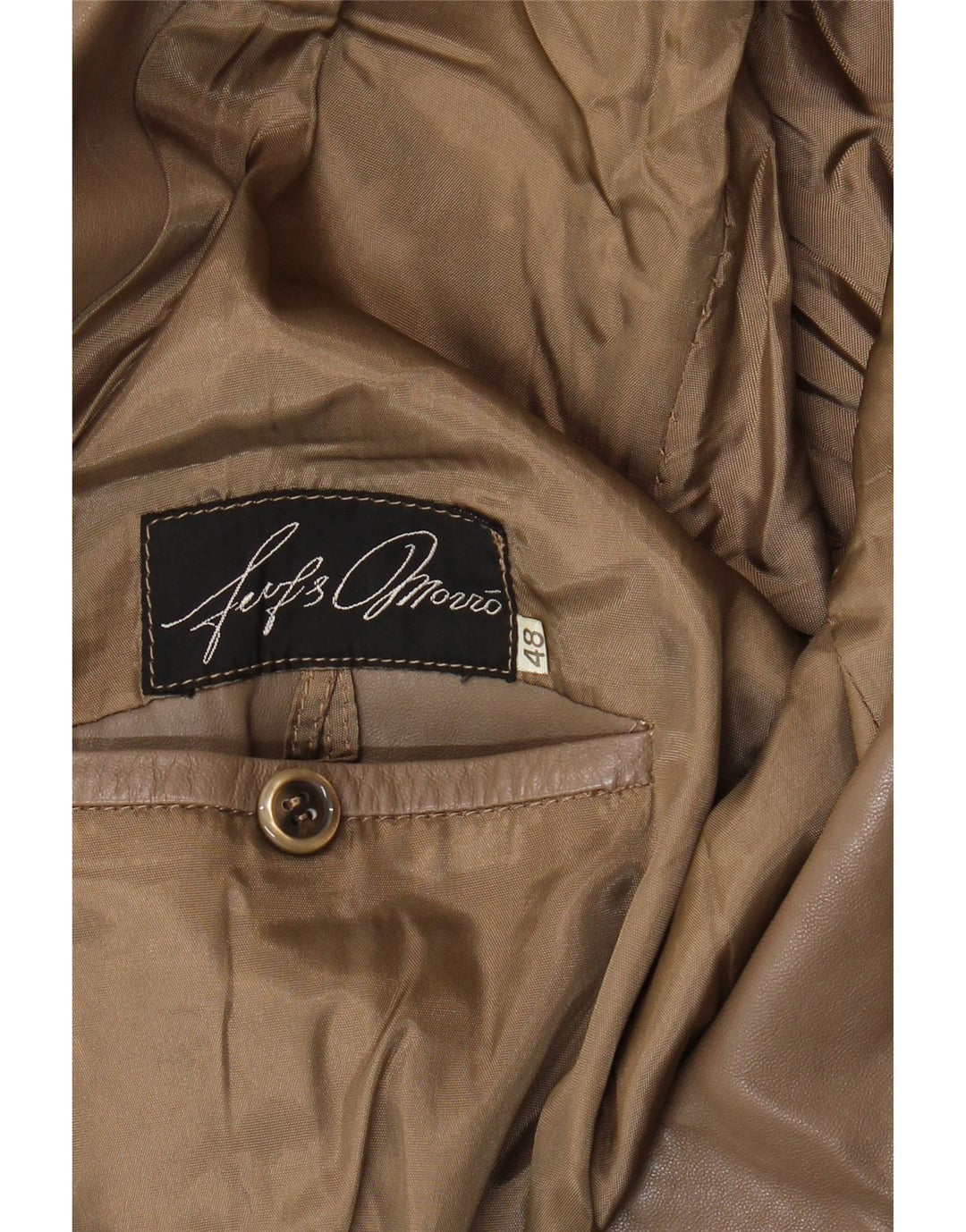 Veste Blazer En Cuir Double Boutonnage Vintage Homme IT 48 Marron Moyen