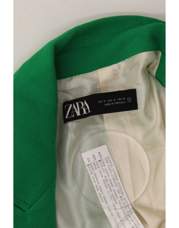 Zara Veste Blazer Double Boutonnage Femme UK 10 Petit Vert Polyester