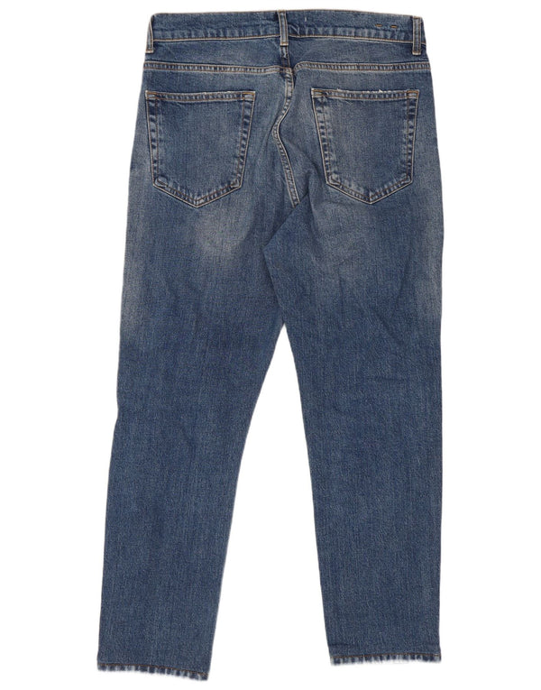 Zara Jean court en détresse pour homme EU 42 Large W32 L26 Bleu Coton