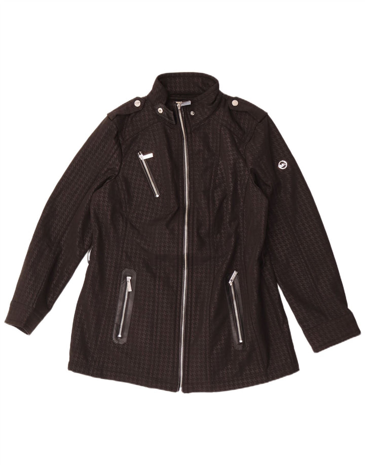 Michael Kors Veste militaire pour femme UK 16 Large Noir Pied-de-poule Polyester