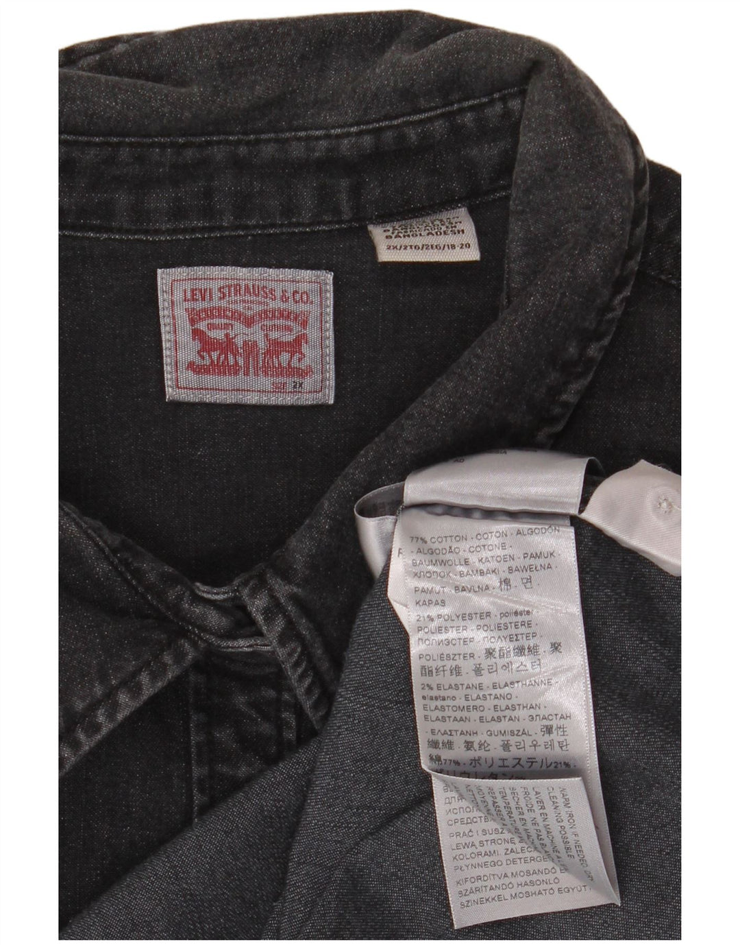 Levi's Chemise en Jean Femme UK 20 2XL Noir Coton
