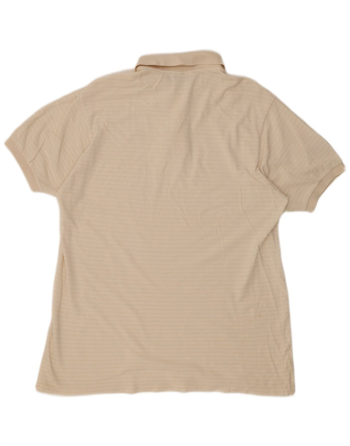 LACOSTE Polo Homme Taille 7 2XL Coton Rayé Blanc Cassé
