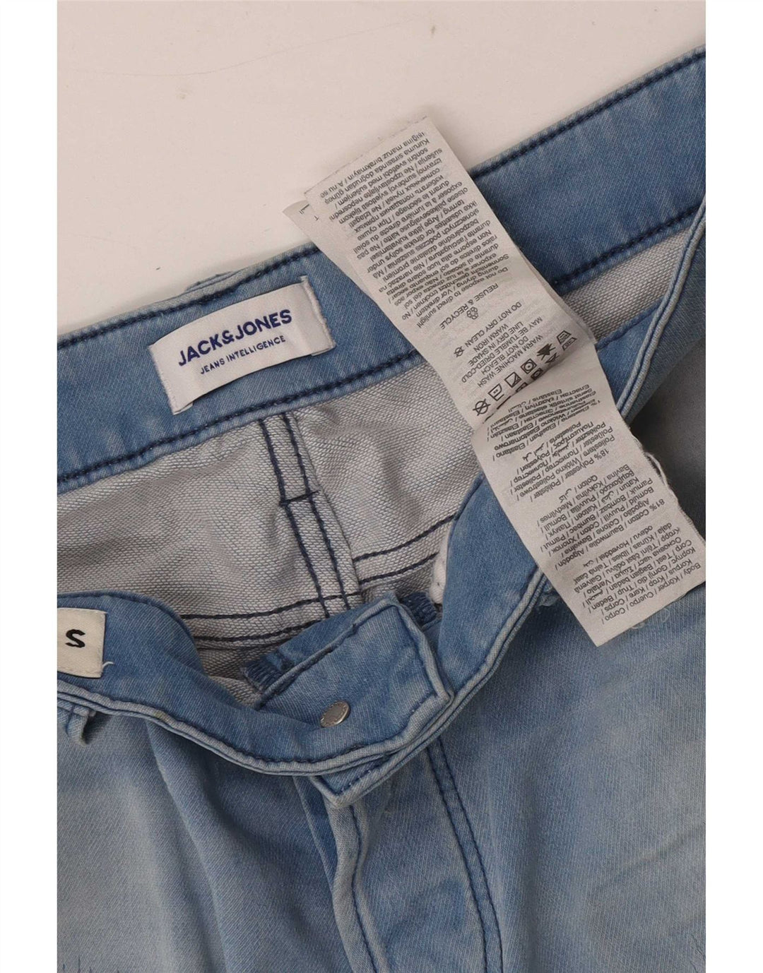 Jack & Jones Short en jean vieilli pour homme Petit W29 Bleu Coton