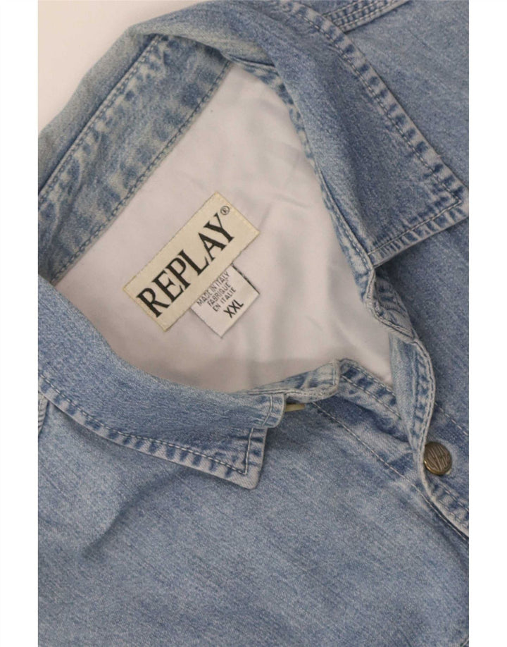 Replay Chemise en Jean Regular Fit Homme 2XL Bleu Coton