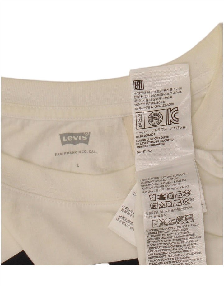 LEVI'S Débardeur court graphique pour femme UK 16 Grand coton blanc cassé
