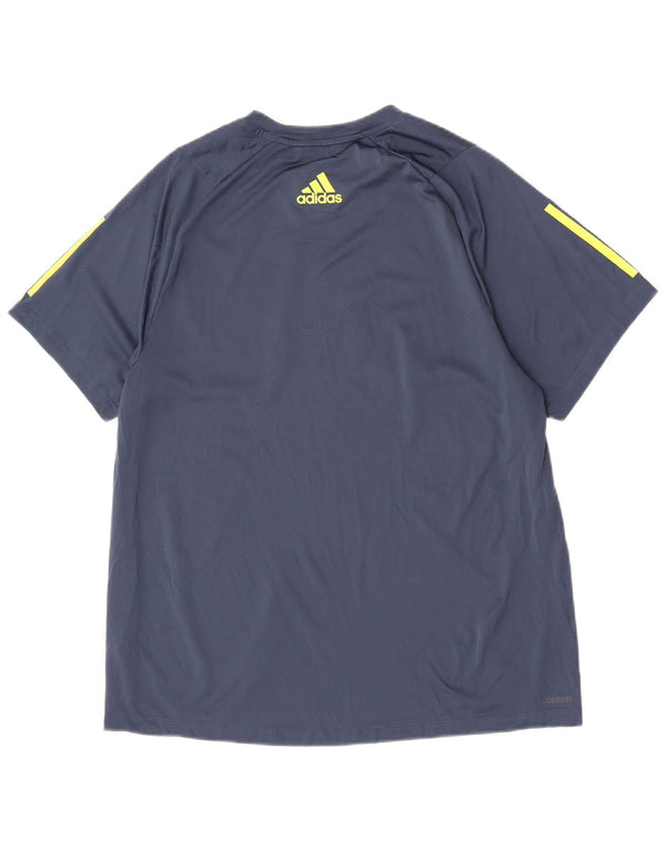 Adidas Mens Regular Graphic T-Shirt Top Large Bleu Marine Colorblock