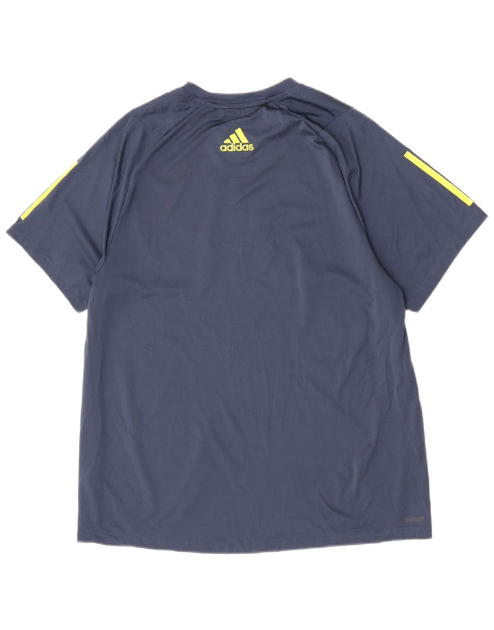 Adidas Mens Regular Graphic T-Shirt Top Large Bleu Marine Colorblock