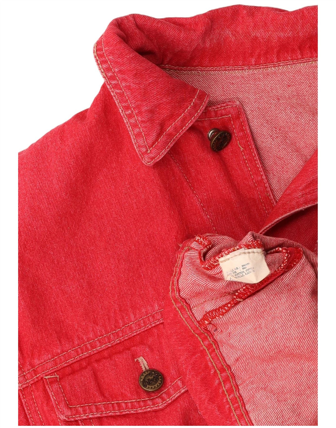 VINTAGE Veste en denim femme UK 14 Coton rouge moyen