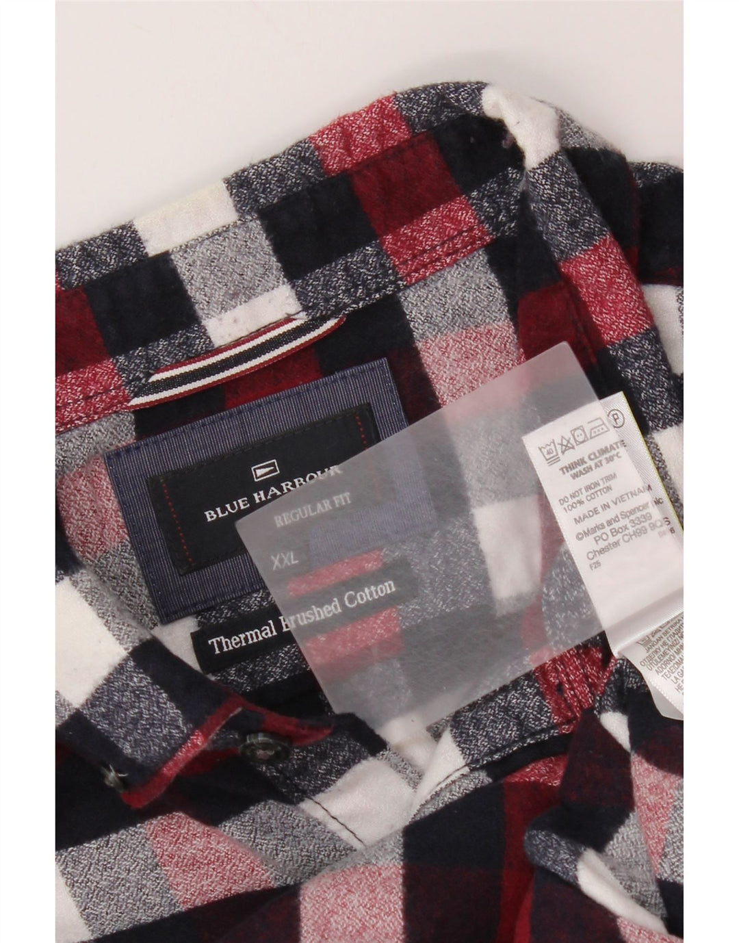 Marks & Spencer Chemise en flanelle coupe régulière Blue Harbor pour homme 2XL à carreaux rouges