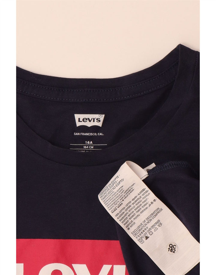 LEVI'S T-Shirt Graphique Fille 15-16 ans Bleu Marine Coton