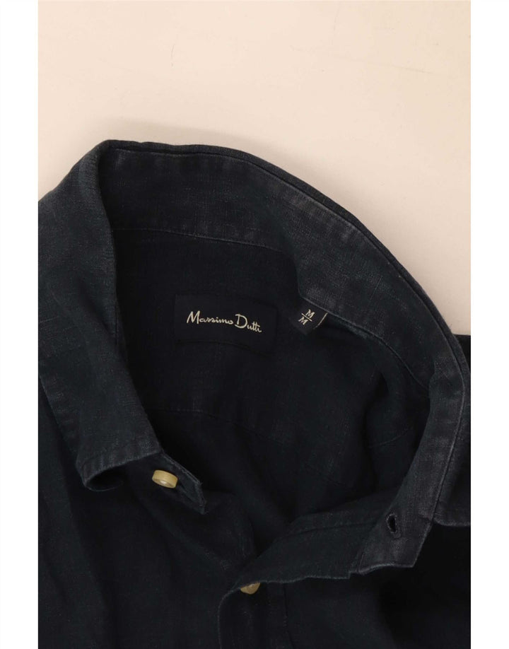 Massimo Dutti Chemise Homme Lin Bleu Marine Moyen