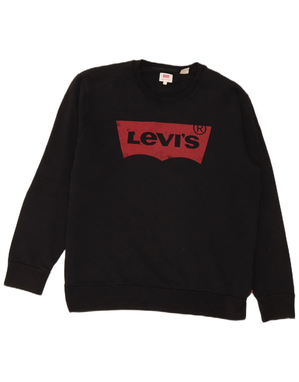 Levi's Graphic Sweatshirt Jumper Large Homme Noir Coton