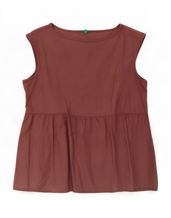 Benetton Haut Chemisier Sans Manches Femme UK 44 Coton Rose Moyen