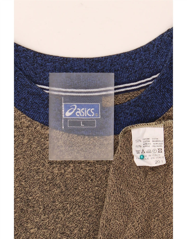 ASICS T-shirt pour homme en coton color block Large Marron