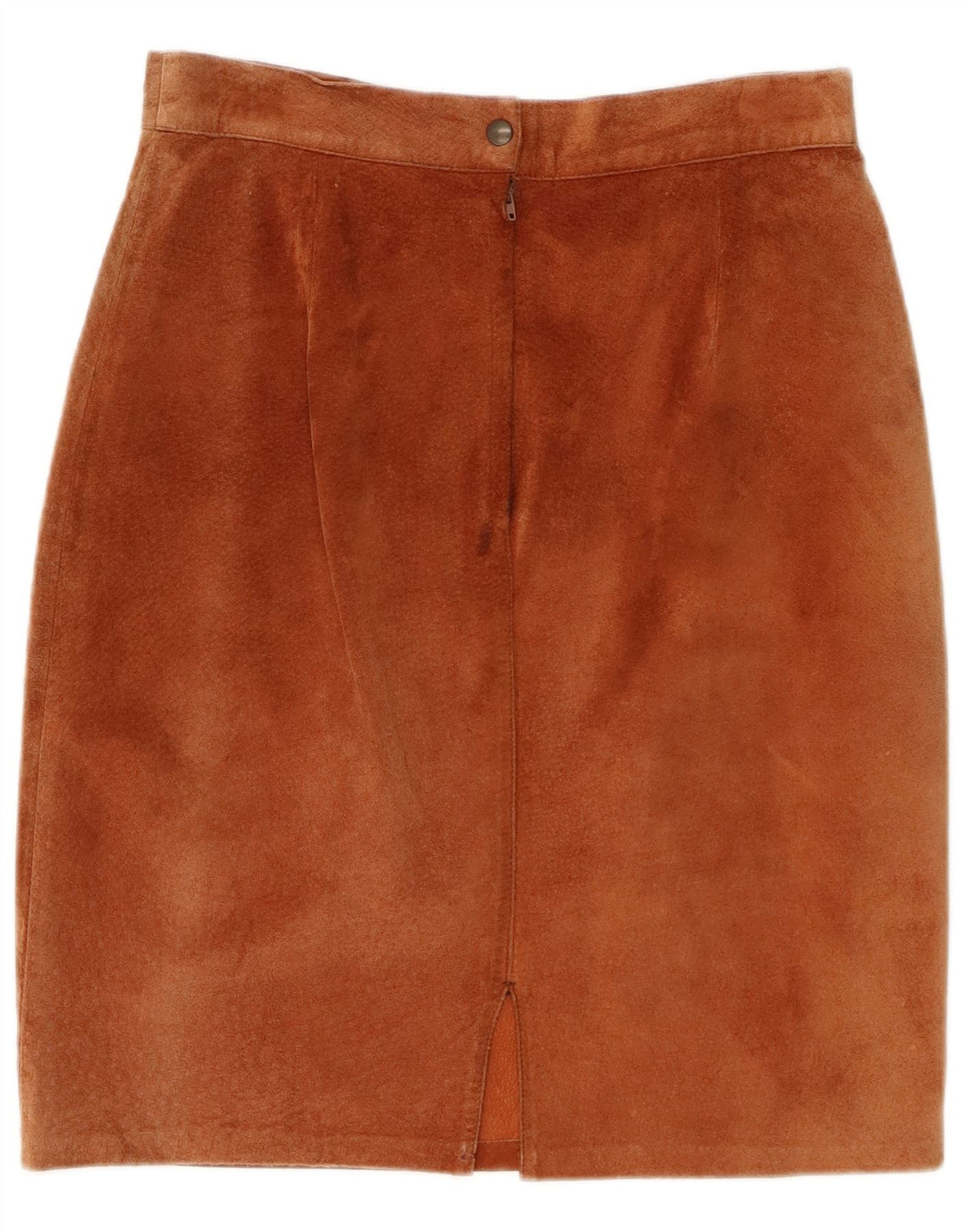 jupe crayon en daim femme vintage W28 cuir marron moyen