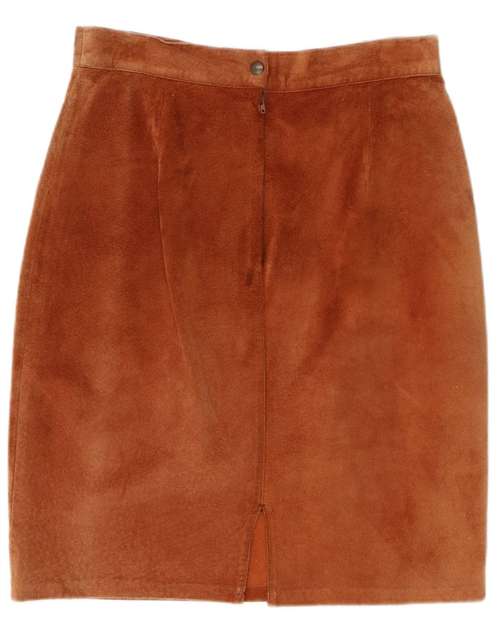 jupe crayon en daim femme vintage W28 cuir marron moyen