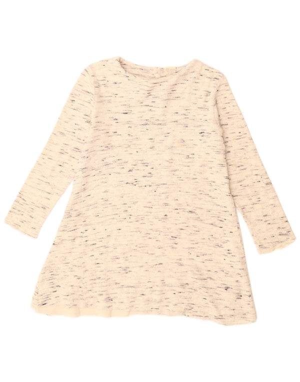 Zara Robe Tunique à Manches Longues Fille 13-14 ans Coton Chiné Beige