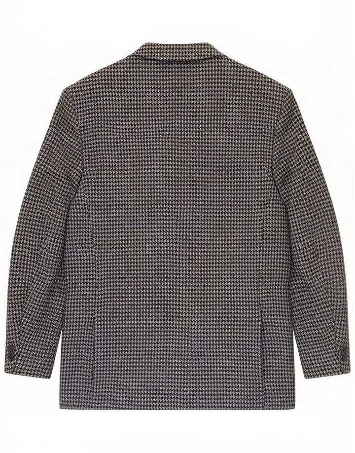 Veste blazer exclusive à 2 boutons pour homme UK 40 Large laine vierge pied-de-poule gris