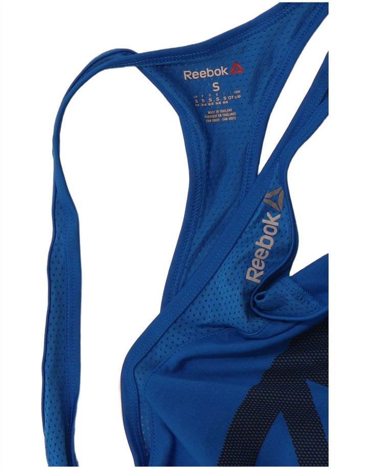 REEBOK Débardeur graphique pour femme UK 8/10 Small Bleu Sports