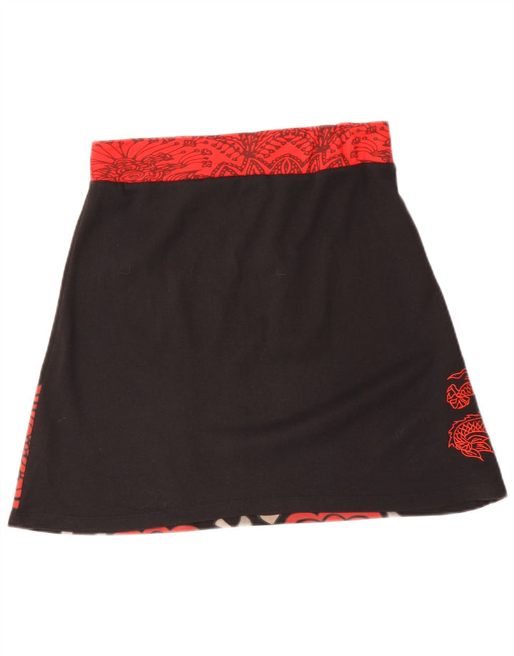 DESIGUAL Jupe trapèze Medium W30 en coton floral noir pour femme