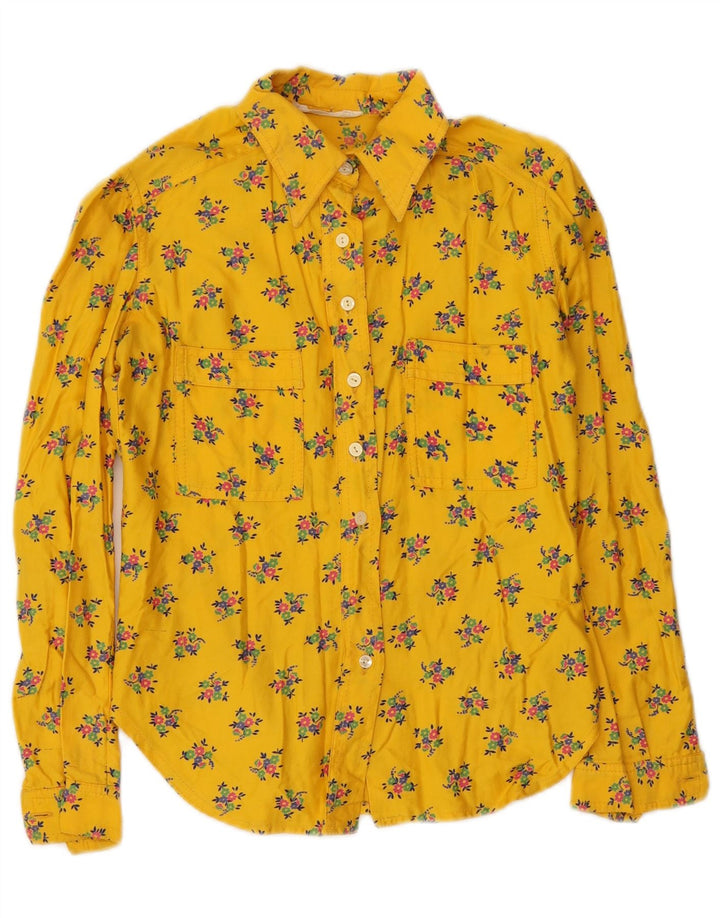 chemise femme vintage UK 8 Petit Floral Jaune