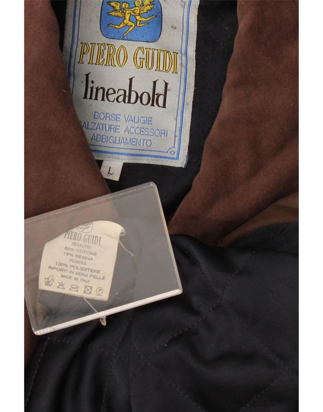 PIERO GUIDI Veste en coton ciré pour homme UK 40 Grand coton marron