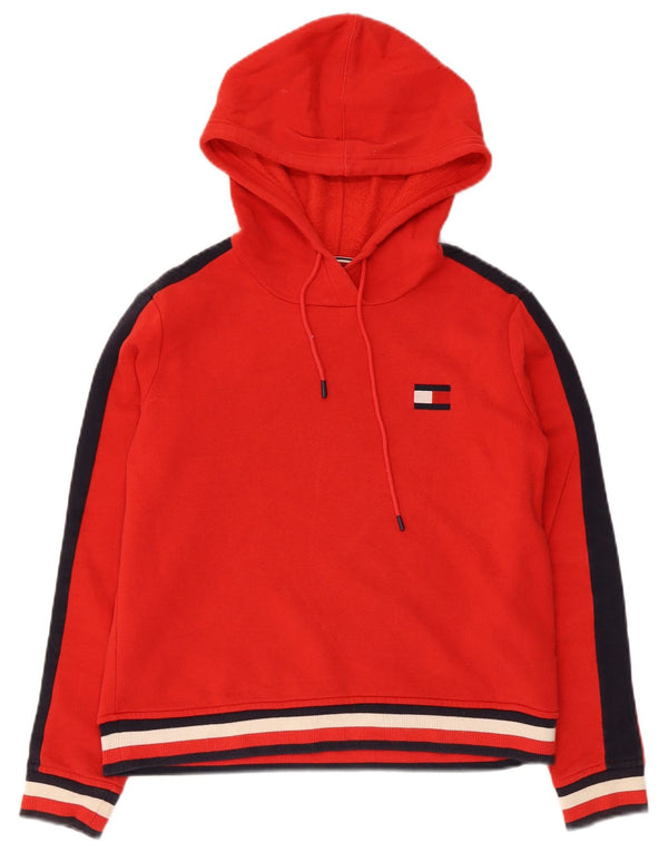 Tommy Hilfiger Pull à capuche coupe décontractée pour femme UK 6 XS Rouge Colourblock