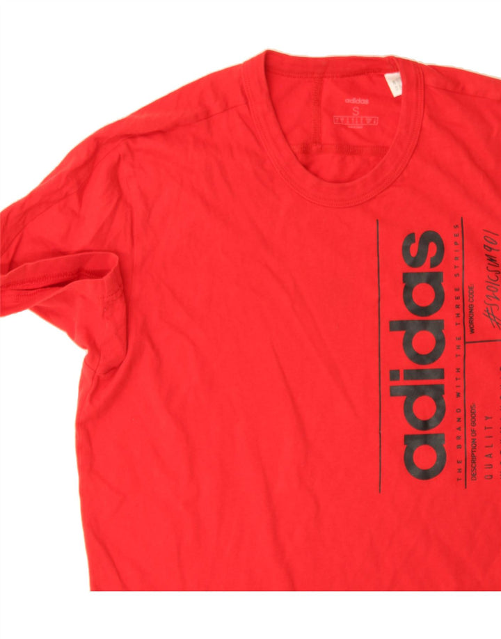 ADIDAS Mens Graphic T-Shirt Top Small Red Cotton Vintage Adidas and Second-Hand Adidas from Messina Hembry 