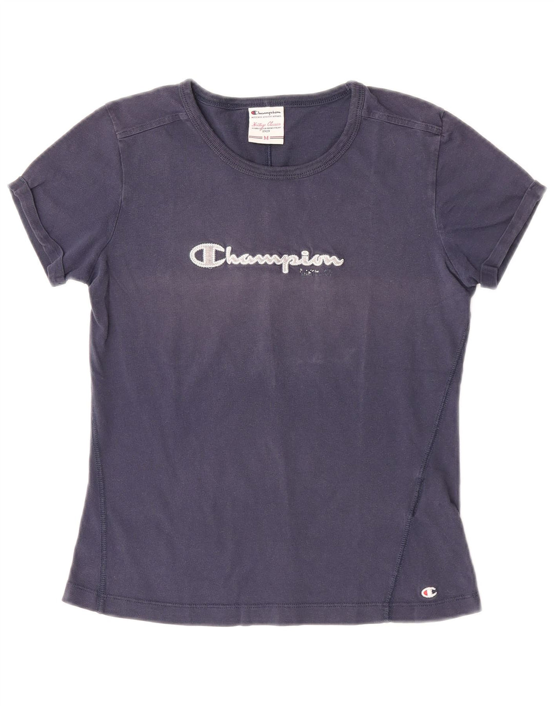 Champion T-shirt graphique pour femme UK 12 Bleu marine moyen