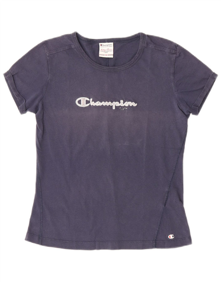 Champion T-shirt graphique pour femme UK 12 Bleu marine moyen