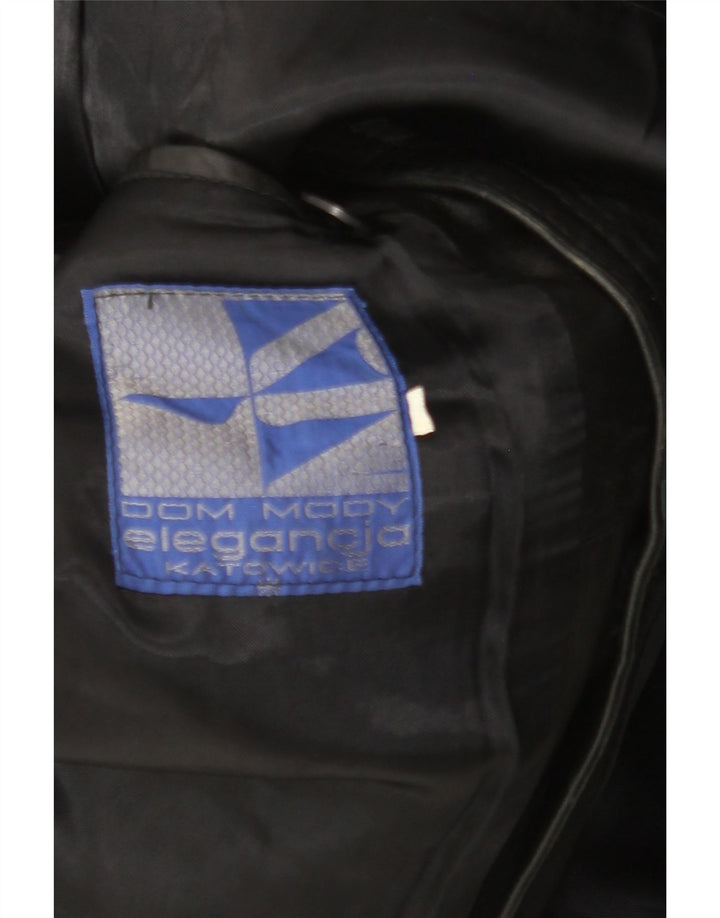 VINTAGE Veste en cuir homme UK 38 Moyen Noir