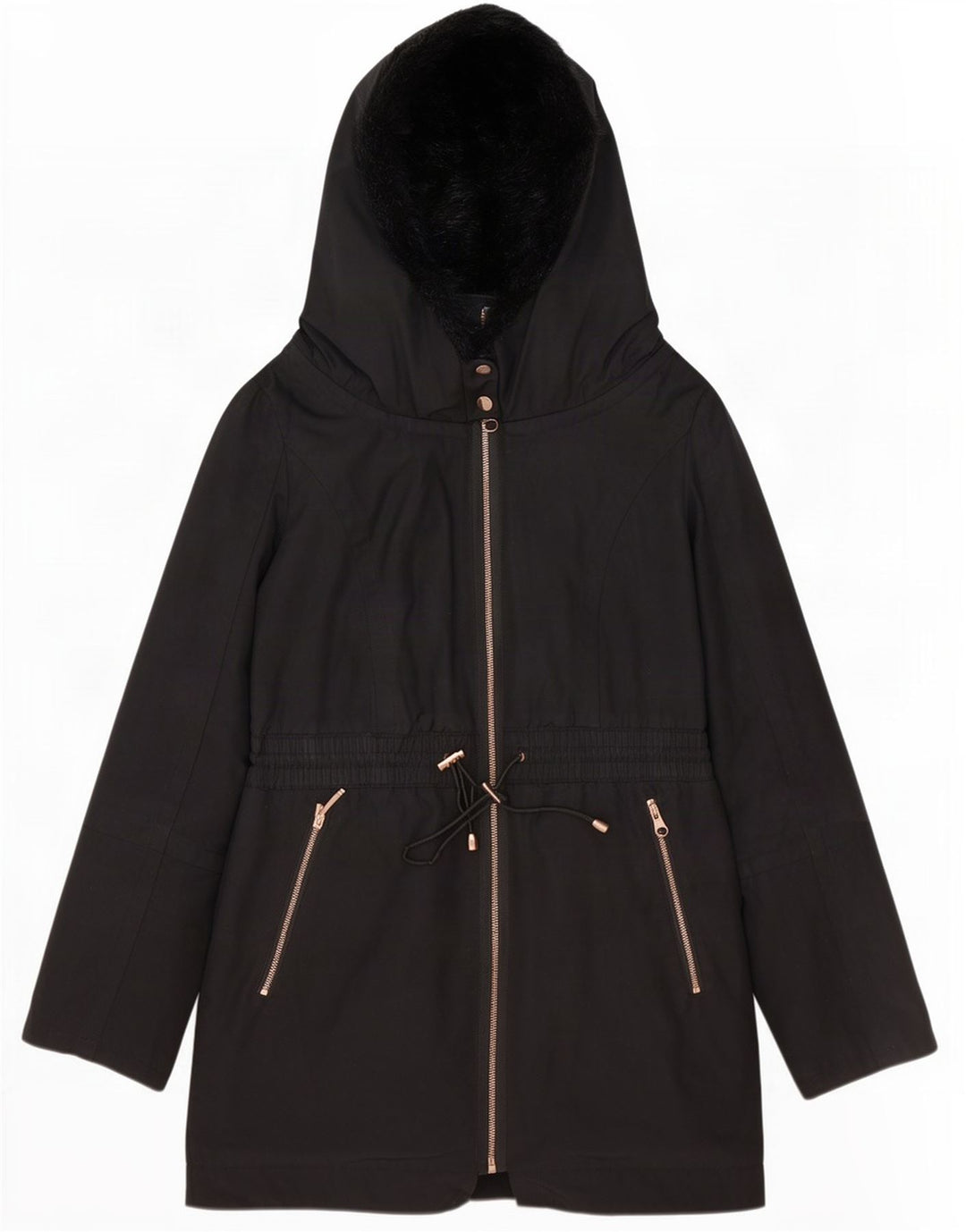 Ted Baker Veste parka surdimensionnée à capuche pour femme Taille 2 Petit Noir Polyester