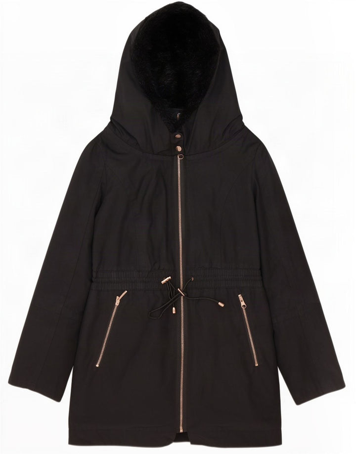 Ted Baker Veste parka surdimensionnée à capuche pour femme Taille 2 Petit Noir Polyester