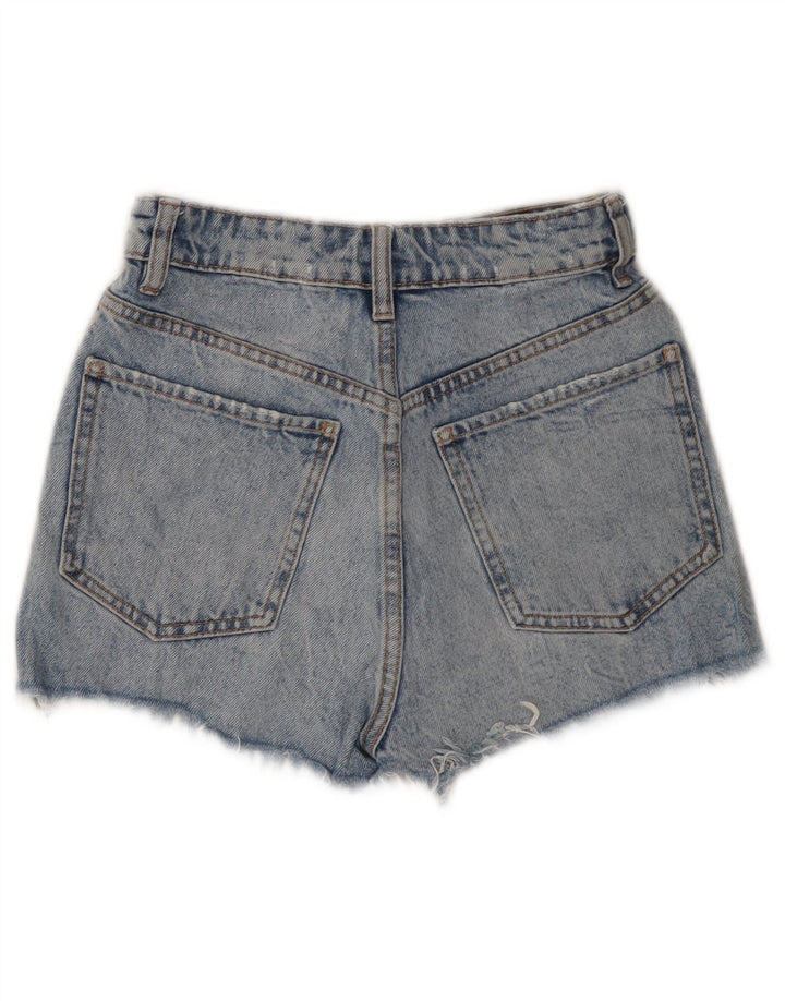 ZARA Short en jean vieilli pour femme US 0 XS W22 Bleu