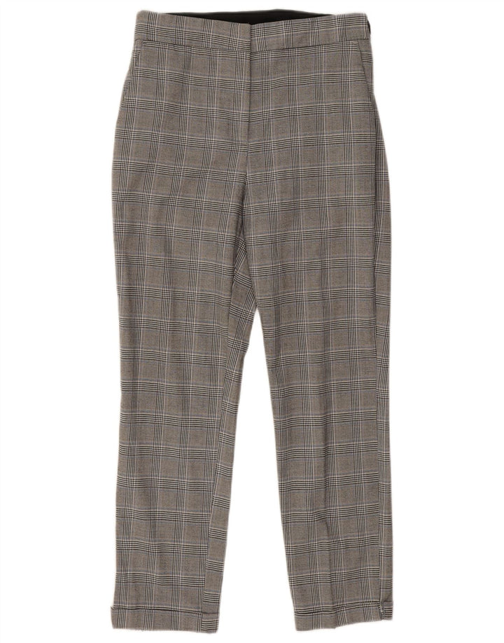 Zara Pantalon court slim pour femme Large W30 L25 Gris à carreaux