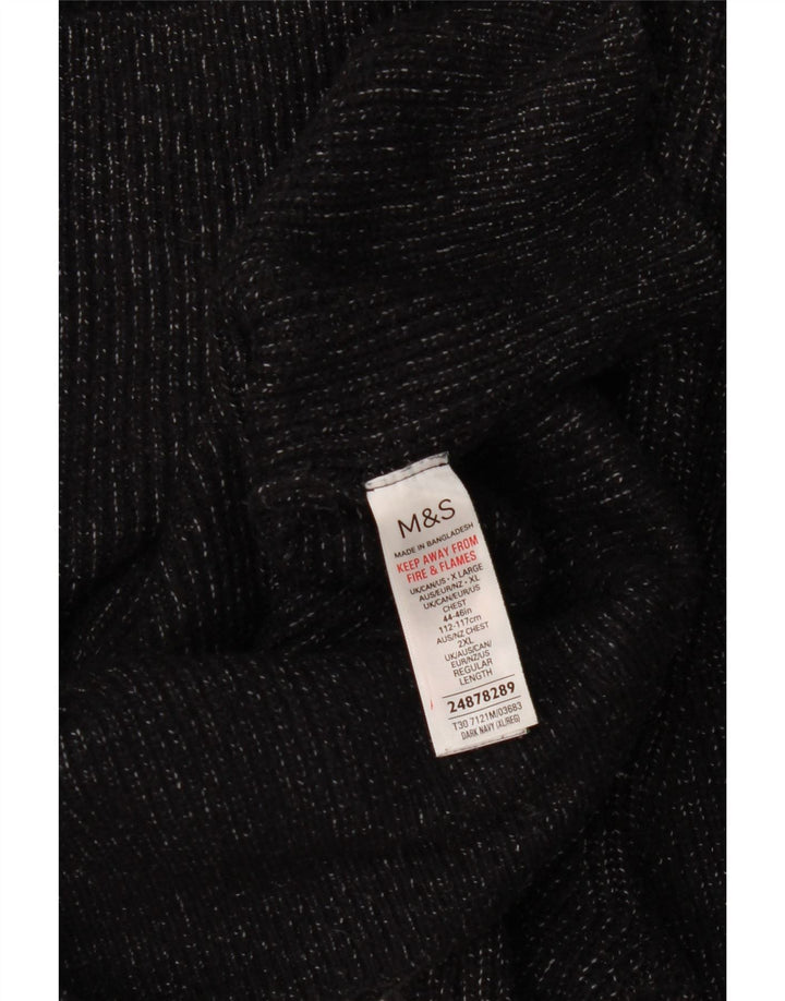 Marks & Spencer Pull col rond pour homme XL Bleu marine moucheté