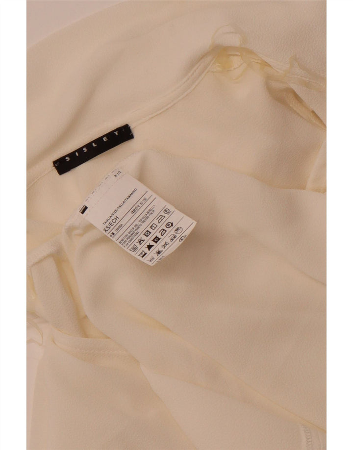 Sisley Femme Chemisier Coupe Ample à Nouer sur le Devant Top UK 6 XS Polyester Blanc Cassé