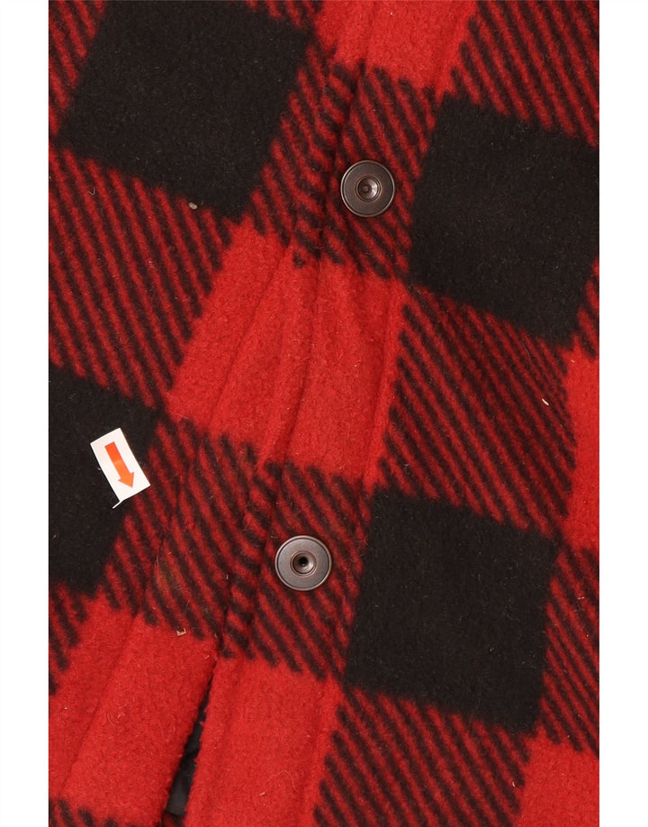 vintage Mens Fleece Bomber Jacket EU 50 Grand Plaid Rouge Polyester