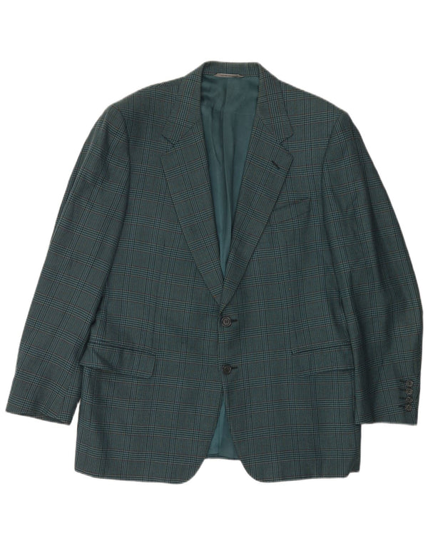 CANALI Veste Blazer 2 Boutons Homme IT 52 XL Bleu Pied-de-Poule Laine