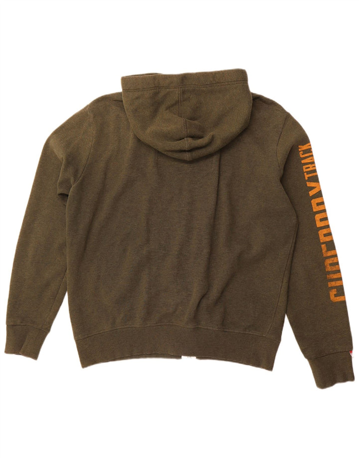 SUPERDRY Pull à capuche zippé pour homme Track & Field Graphic 2XL Kaki Coton