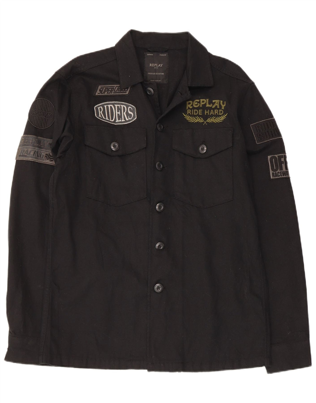 Replay Chemise Graphique Homme Noir Moyen Coton