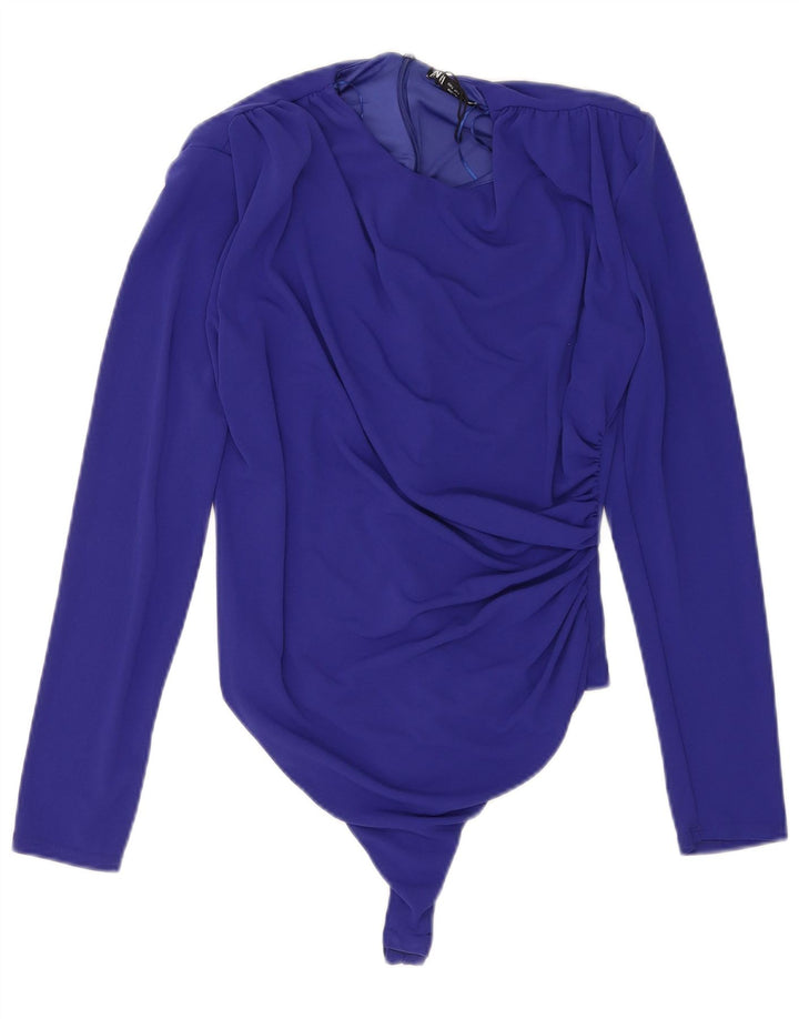 Zara Body à manches longues pour femme UK 14 Large Bleu Marine Polyester