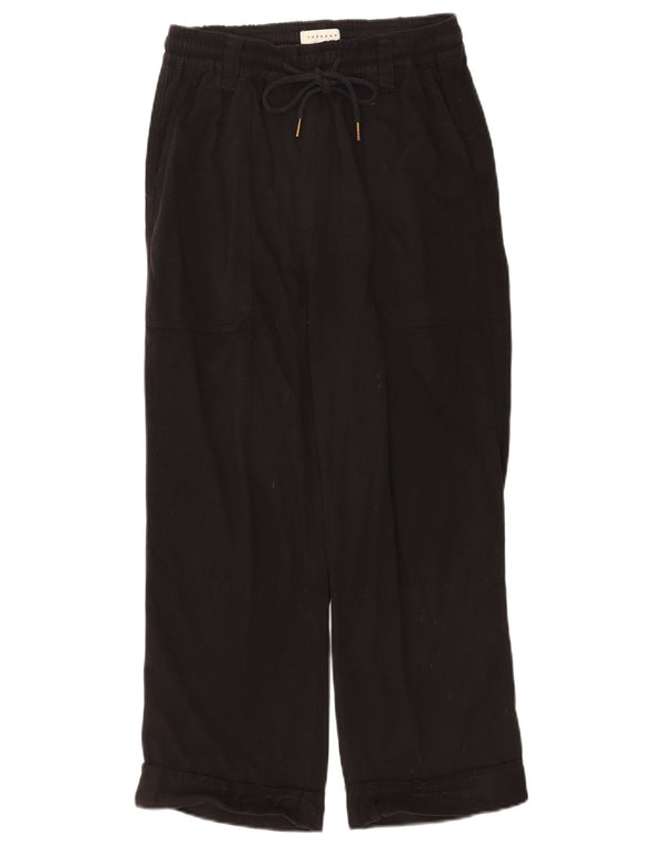 Topshop Pantalon court coupe ample pour femme UK 8 Small W26 L23 Noir Viscose