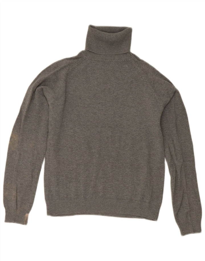 Zara Pull court à col roulé pour femme UK 12 Gris moyen
