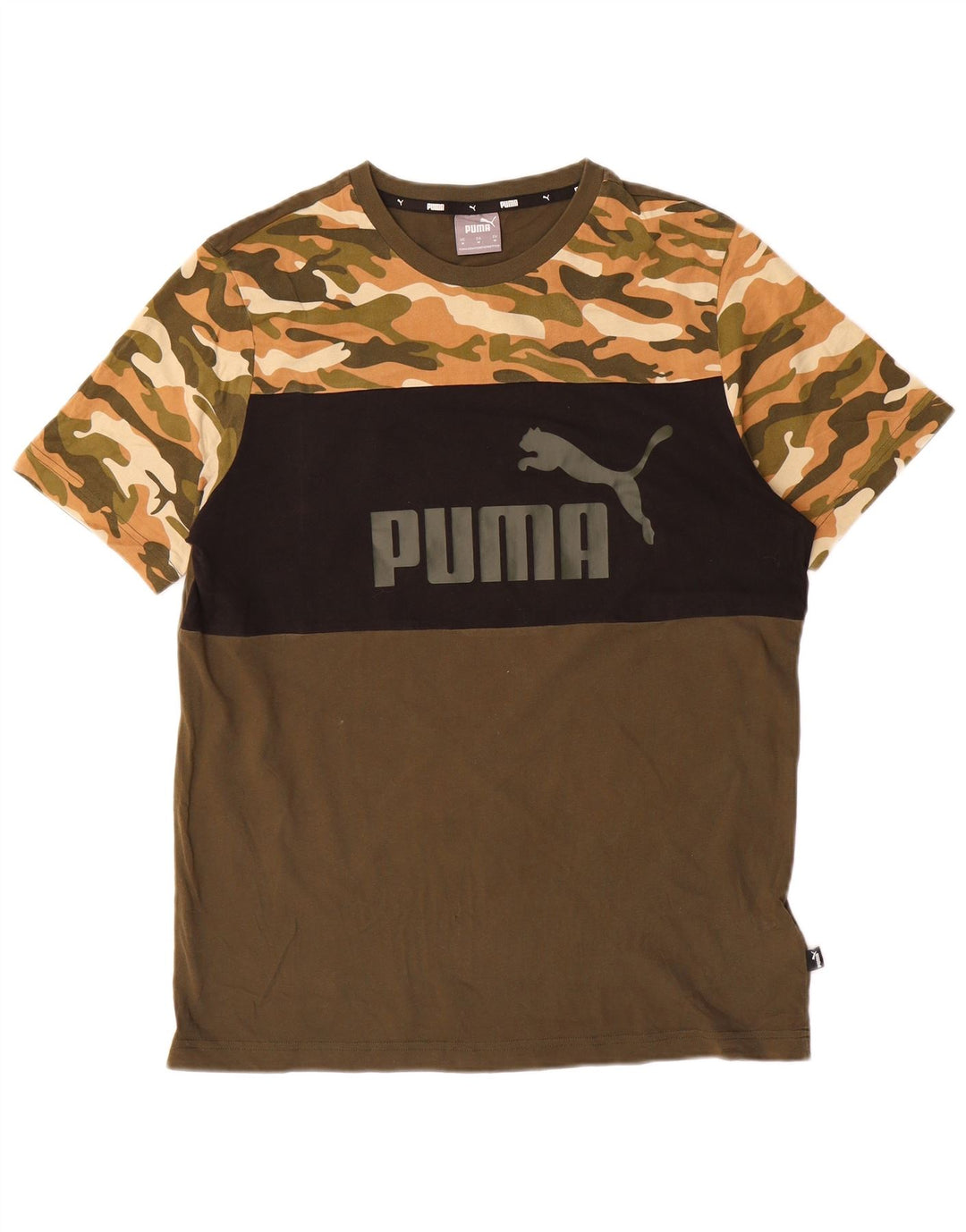 PUMA T-Shirt Graphique Homme Kaki Moyen Camouflage Coton