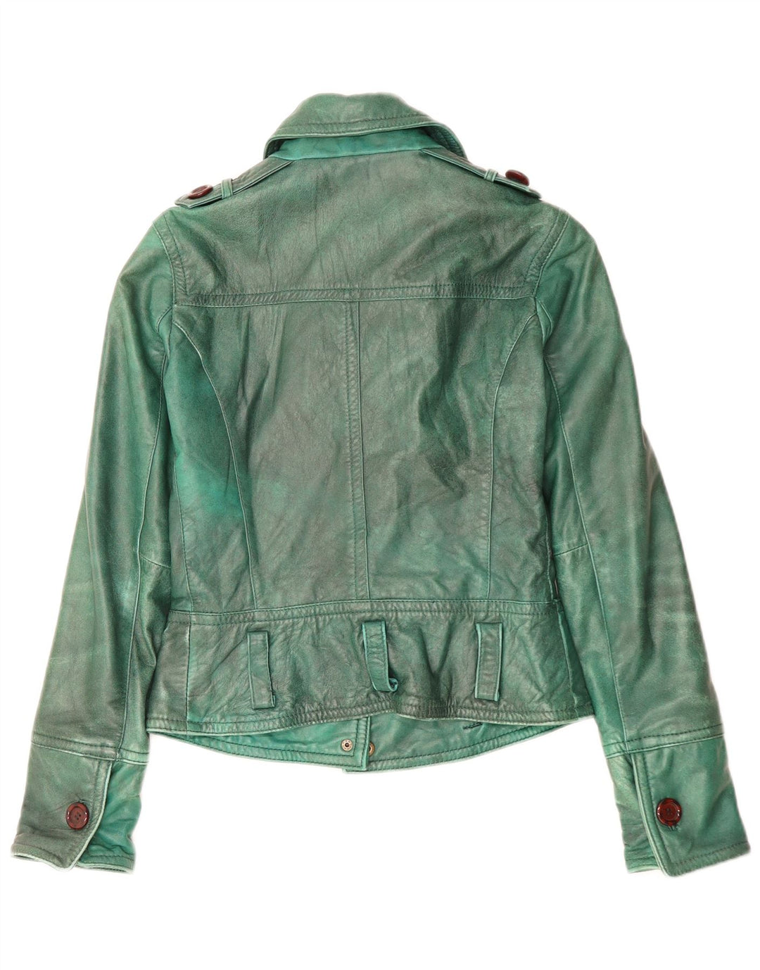 Linea Emme Veste en cuir militaire pour femme UK 8 Small Vert